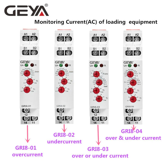 GRI8-01/02/03/04  0.05A-16A/AC24-240V/DC24V Current Relay