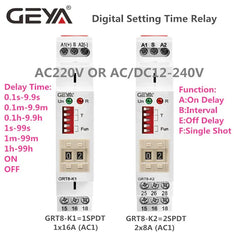 GRT8-K AC/DC 12V/24V/220V/230V Delay On/Off Digital Setting Multifunction Timer Relay