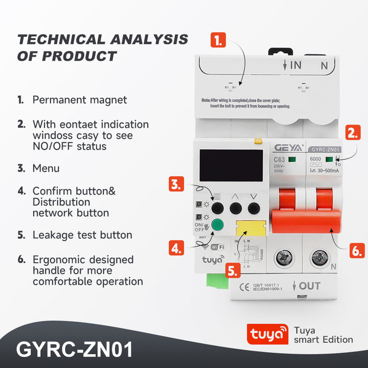 Interruptor Inteligente 63a Tuya Wifi 1p Disyuntor Energía | Meses Sin Interés - Foto 2