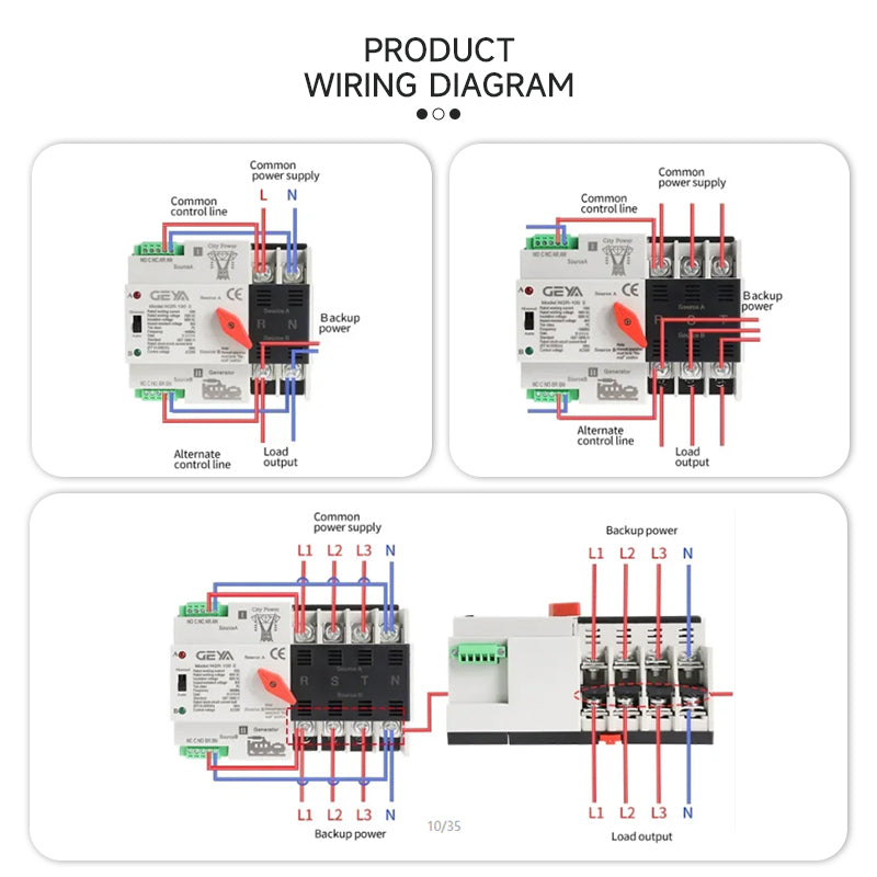 W2R 2P Automatic Transfer Switch (ATS)-63A/100A, AC110V/220V – GEYA